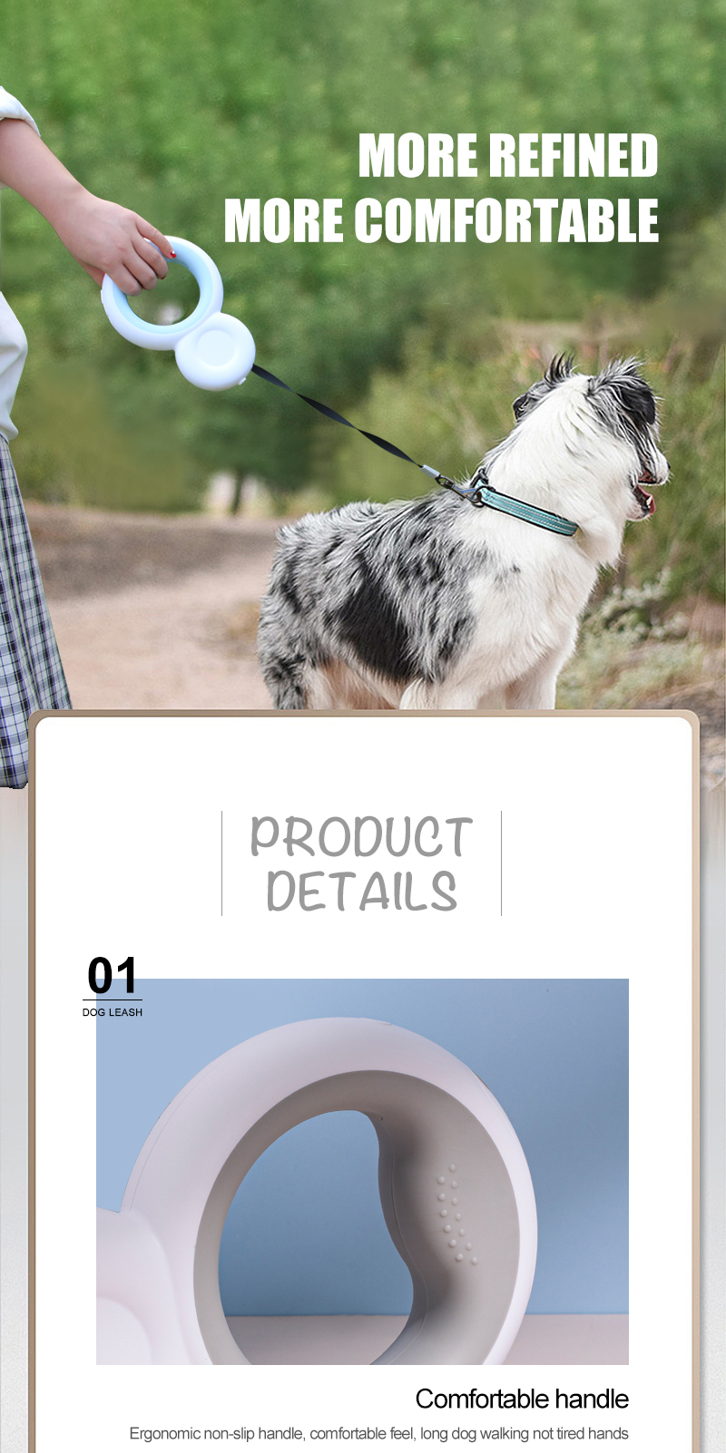Retractable Dog Leash With Led Light Poop Bag