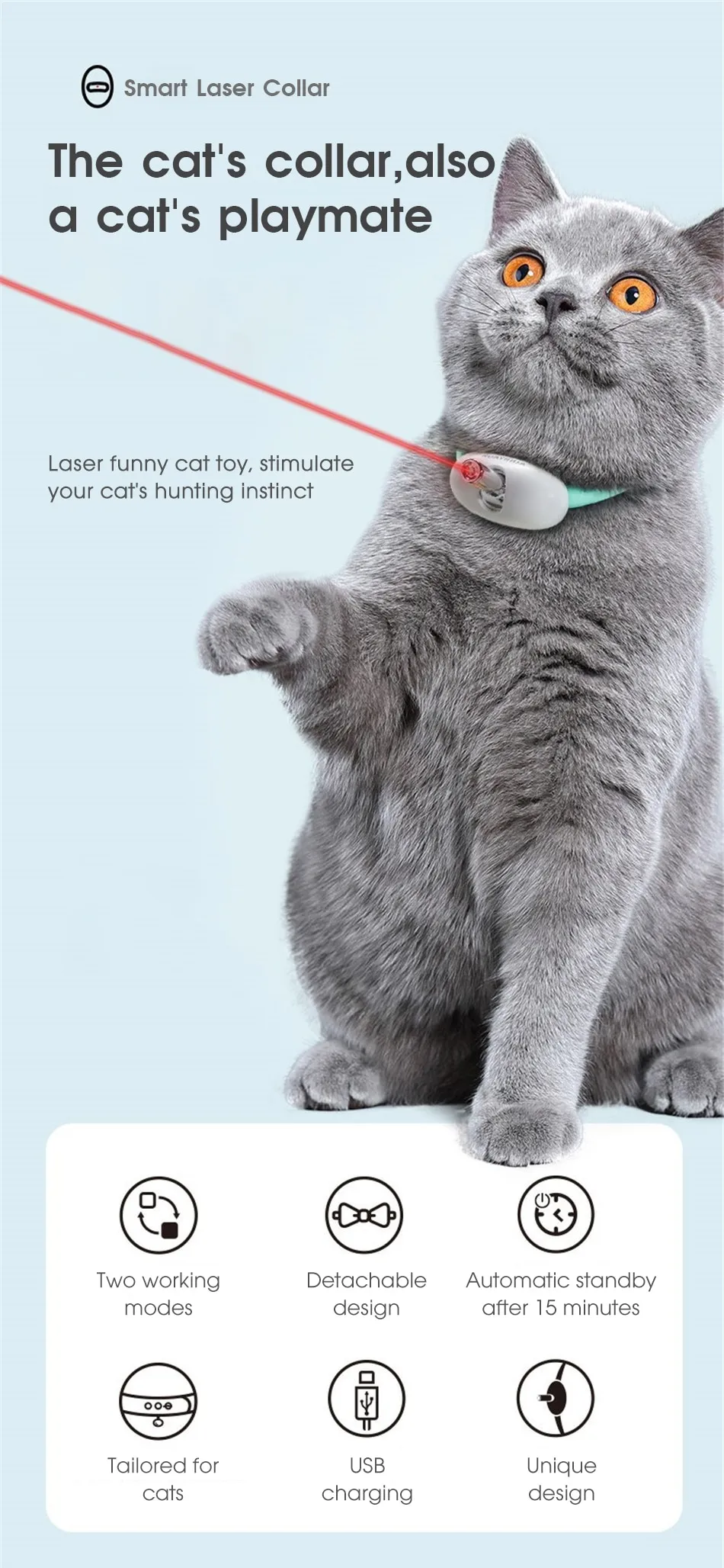 Smart Laser Tease Cat Collar